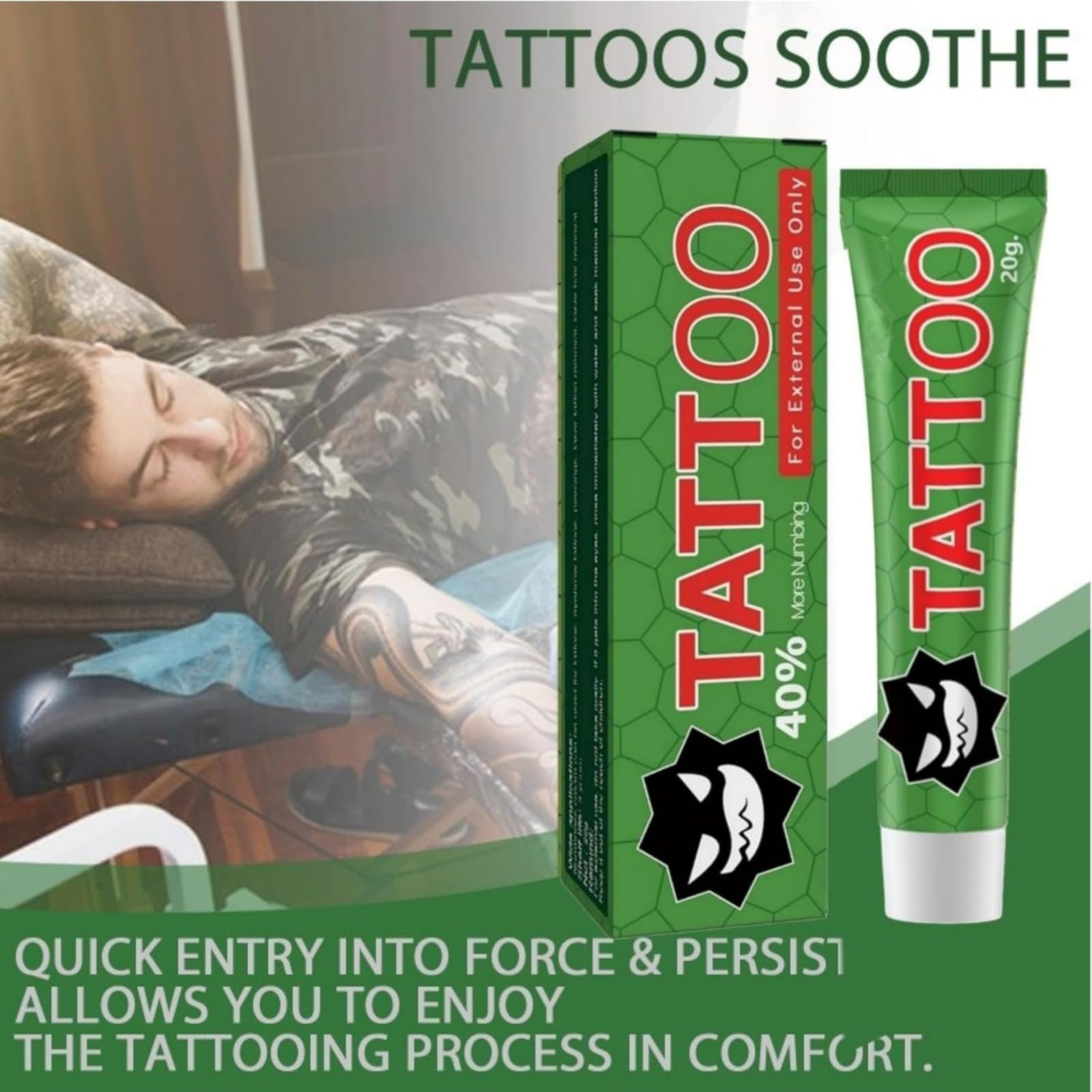 Crema anestetica extra forte per tatuaggi, piercing ed epilazione laser, lenitiva idratante previene irritazioni e scoloriture