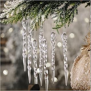 Comprar Carámbanos Colgantes Árbol de Navidad Decoraciones Árbol de Navidad Adorno de Cristal Acrílico Decorativo para Colgar - 25 Piezas