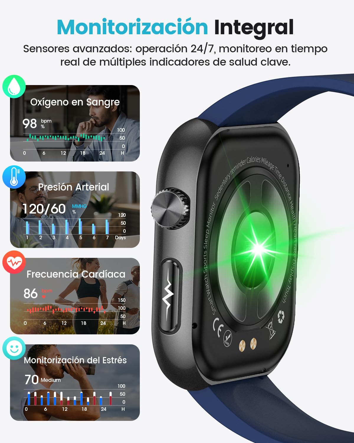 2026 Nuevo Reloj Inteligente Hombre con ECG, HRV, Monitoreo Temperatura Corporal, Presión Arterial, 1,97" AMOLED Smartwatch Salud con Monitor de Frecuencia Cardíaca 24h, SpO2, Monitor de Sueño, IMC