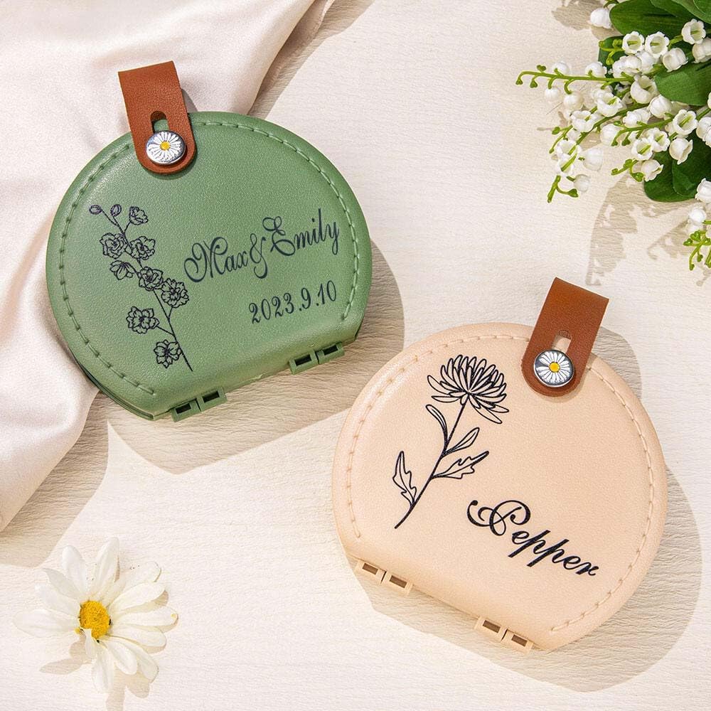 Custom Name Birth Flower Sewing Kit Gifts for Grandma, Mom, Friend, Traveler, Adults, Beginner, Emergency Portable Leather Sewing Kit Sewing Supplies