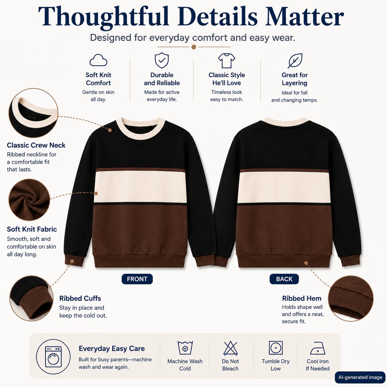 Bienzoe Ragazzi Maglia Girocollo Felpa: Bambini Lunga Maniche Casual Pullover – Comfort per Famiglia Casa Autunno Scuola