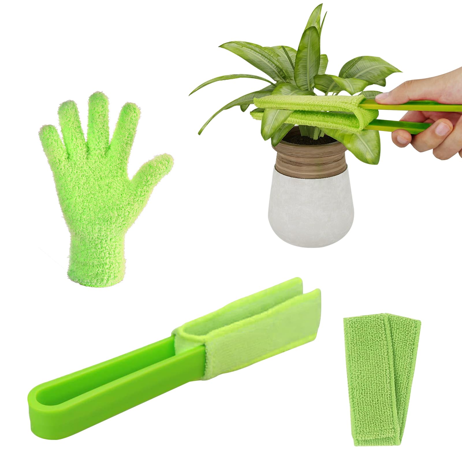 Blatt Reinigungs Zange mit Staubhandschuhe für Pflanzen Blätter Grabbers Set für Zimmerpflanzen und Pflanzen im Freien