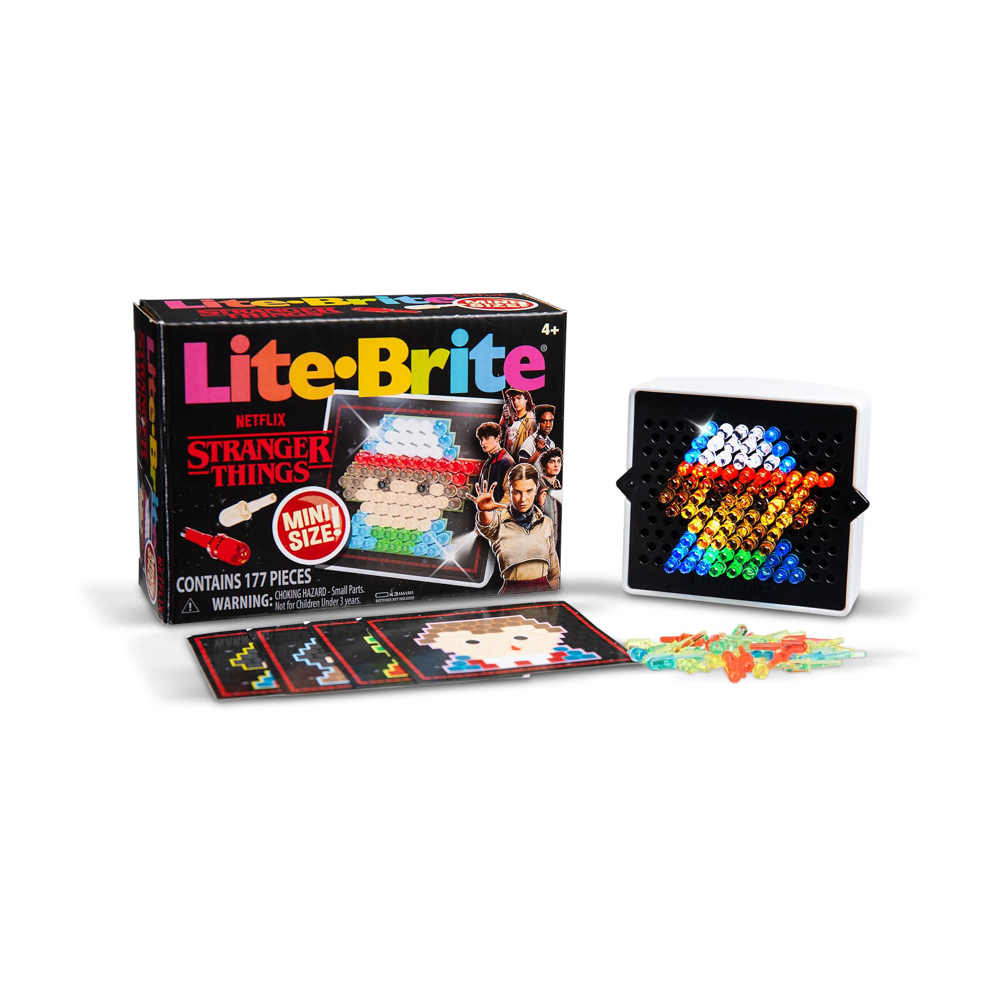 Basic Fun Lite-Brite Stranger Things Mini – Light-Up Peg Toy with 4 Templates & 170 Colourful Pegs – Retro Creative Gift for Fans & Collectors
