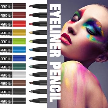 KAIQIKAIXI 12 Kinds Of Color Eyeliner Pen, Eyebrow,Eye Shadow Pencil, Lip Line Pen, Eyelid Pad, Pencil Makeup Set Tool 12PCS (Multicolor)