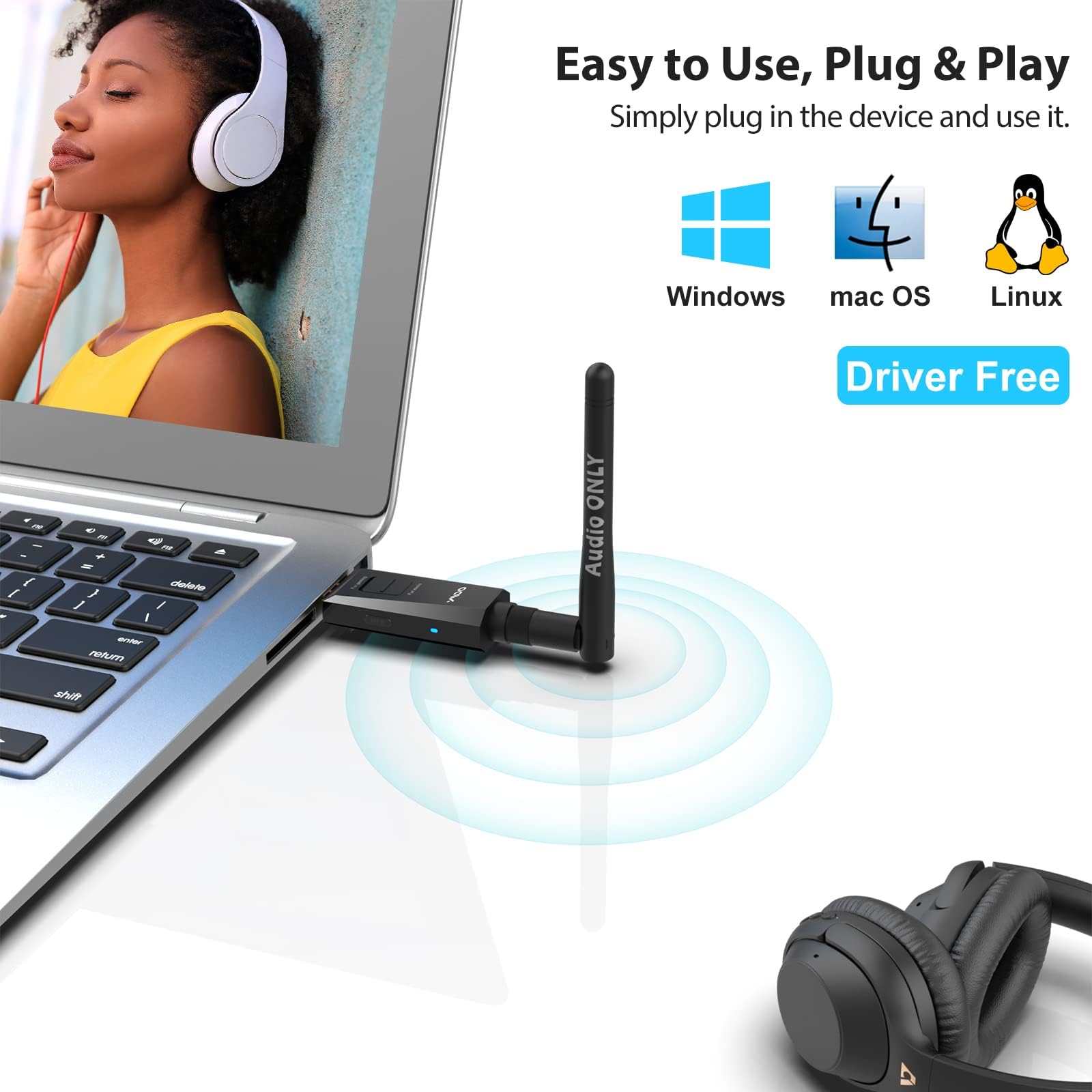 YMOO Transmetteur Audio Bluetooth 5.3, Transmetteur AptX à Faible Latence, Clé U