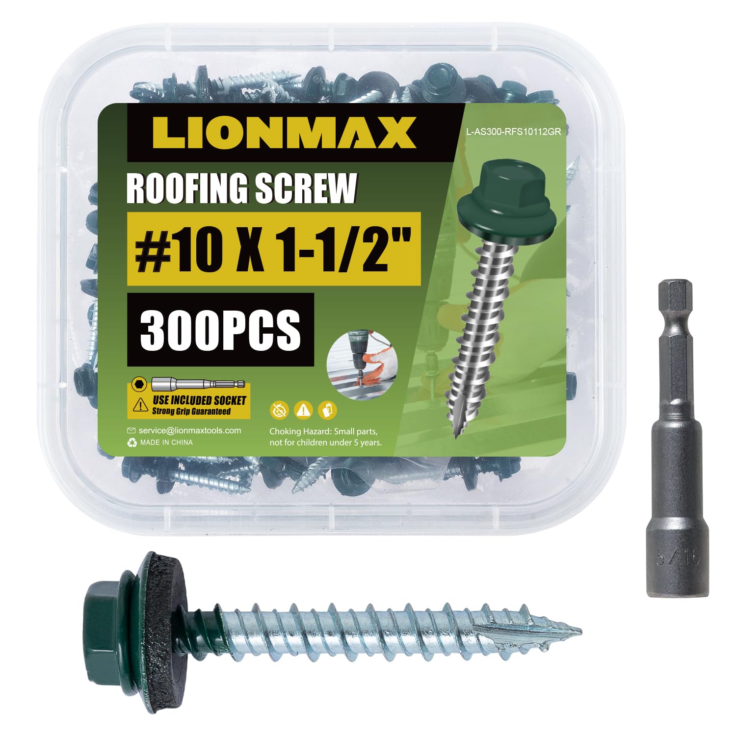 LIONMAX Metal Roofing Screws - Rustproof & Durable -12
