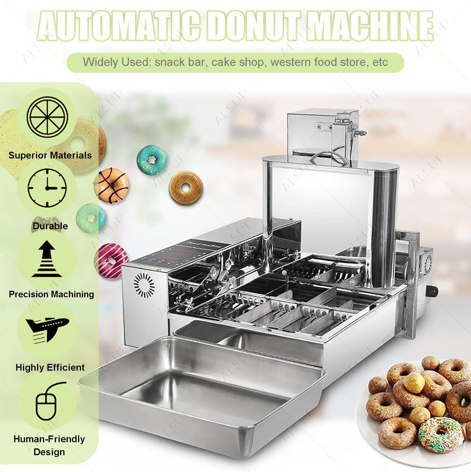 Machine à Beignets Automatique Commerciale 4 Rangées | 1800 Pièces/Heure | Trémie 5,5 L | Acier Inoxydable | Pour Boulangerie et Chariot Alimentaire