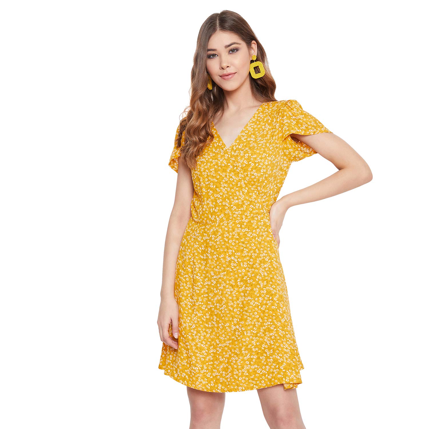 Black and White Floral Print Flared Mini Dress