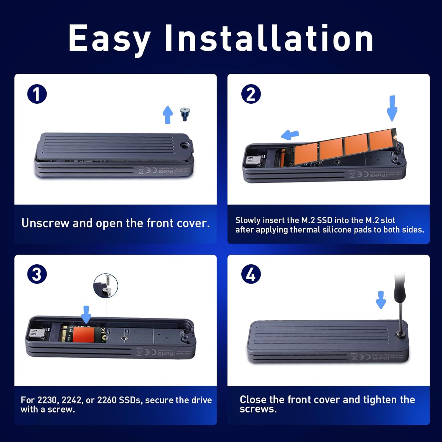 VCOM Fingerprint Encryption SSD Enclosure with LCD Screen, 10Gbps USB 3.2 Gen2 Hard Drive Case, Support M.2 NVMe & SATA SSD, Hardware Encrypted External Drive for Mac and Windows PC
