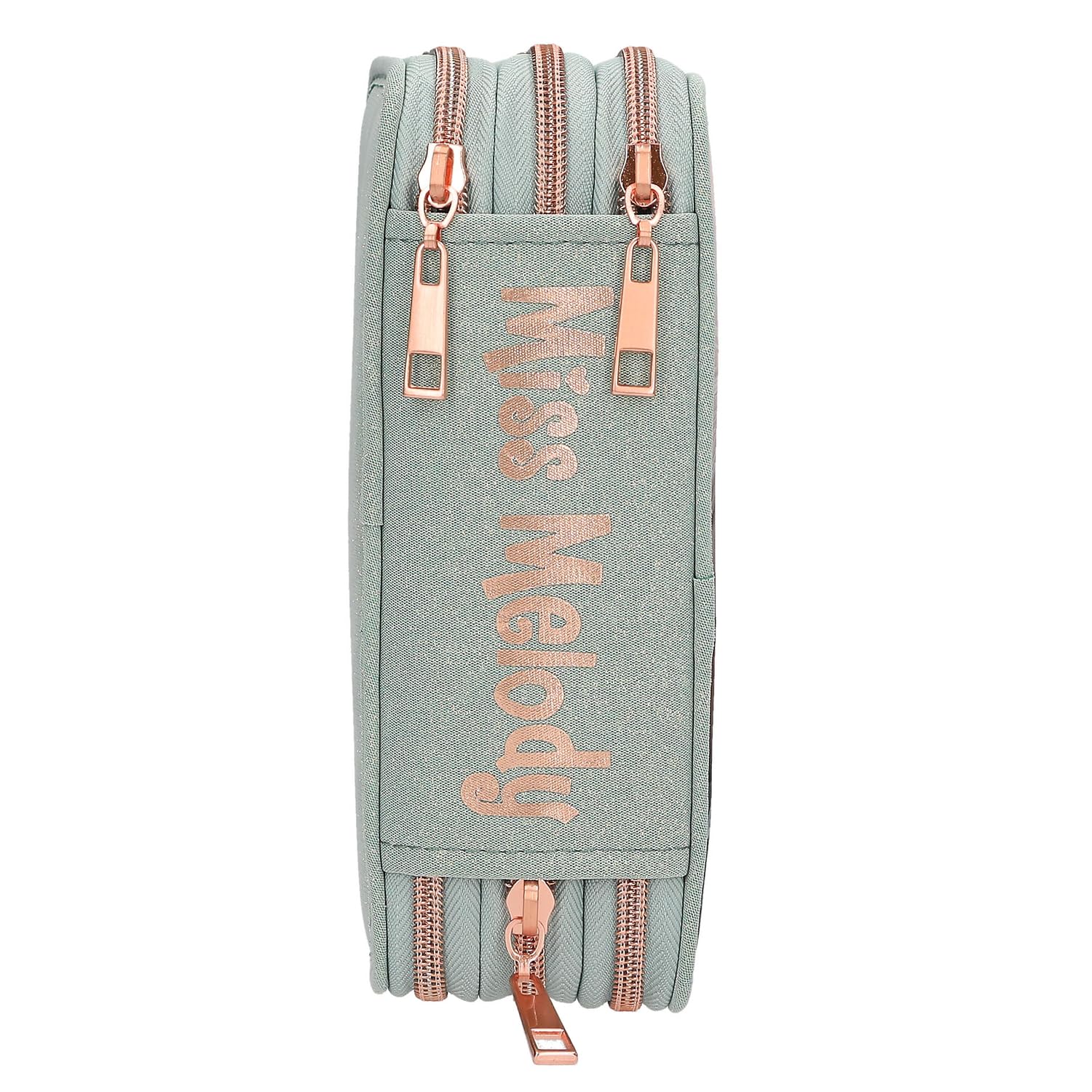 Depesche 13403 Miss Melody Romantic Fields Filled 3-Compartment Pencil Case in Green, with Horse Motif, Flowers and Glitter, Pencil Case with Colouring Pencils, Ruler, Scissors and Much More - Image 3