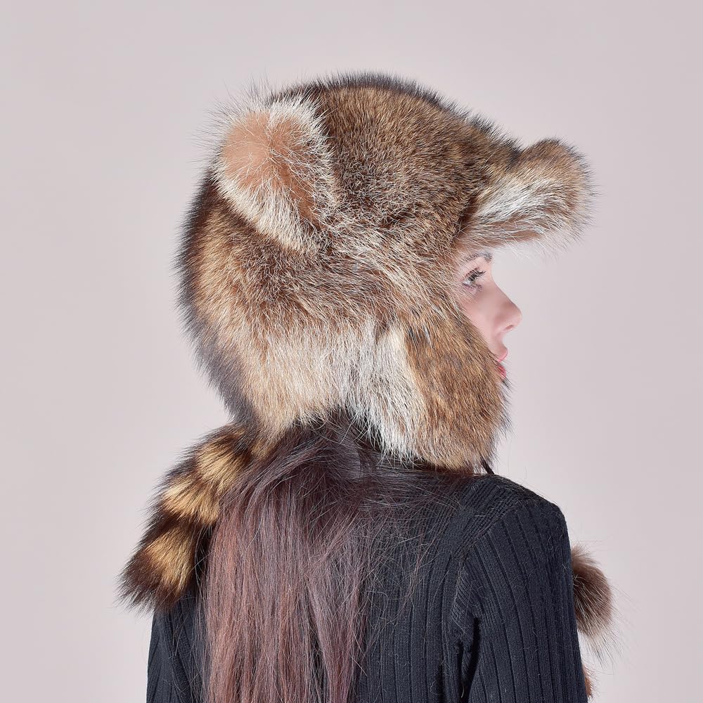 Women Plush Trapper Hat Windproof Warm Ushanka Russian Hat Full Hood Earflap Hat Ski Cap