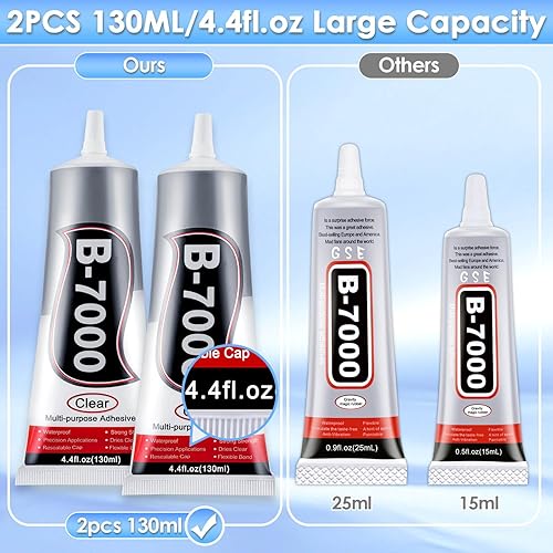 Miniatura 9 de B7000 Jewelry Rhinestones Glue, Cludoo 5PCS B-7000 Clear Super Glue Transparent Industrial Adhesive for Phone Repair Jewelery Making Crafts Gem
