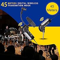 Vista 4 de Saxofón inalámbrico instrumento musical recogida, micrófono profesional instrumento inalámbrico UHF Pickup Mic receptor y sistema transmisor, clip