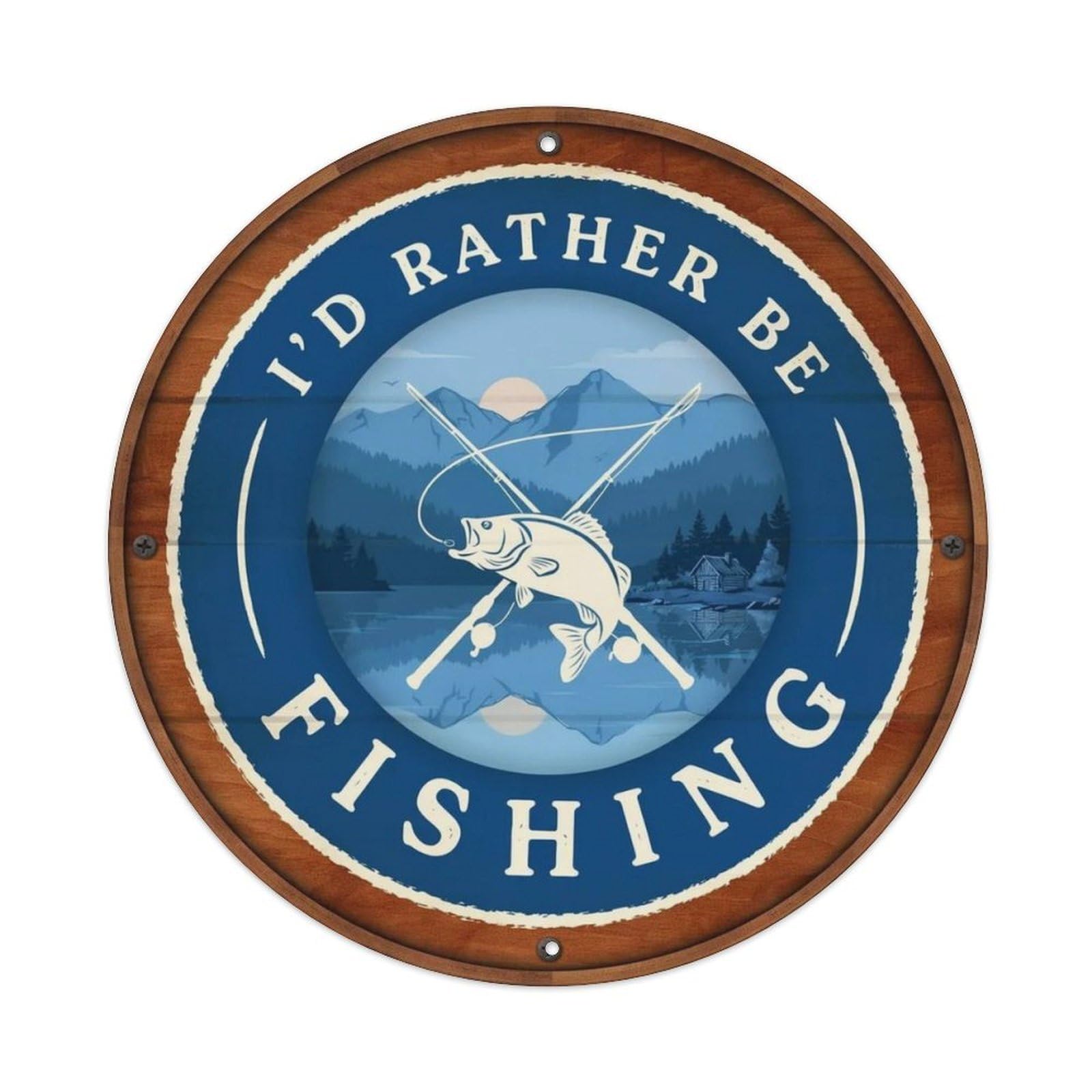 I'd Rather Be Fishing Outdoor Metal Tin Sign Plaque