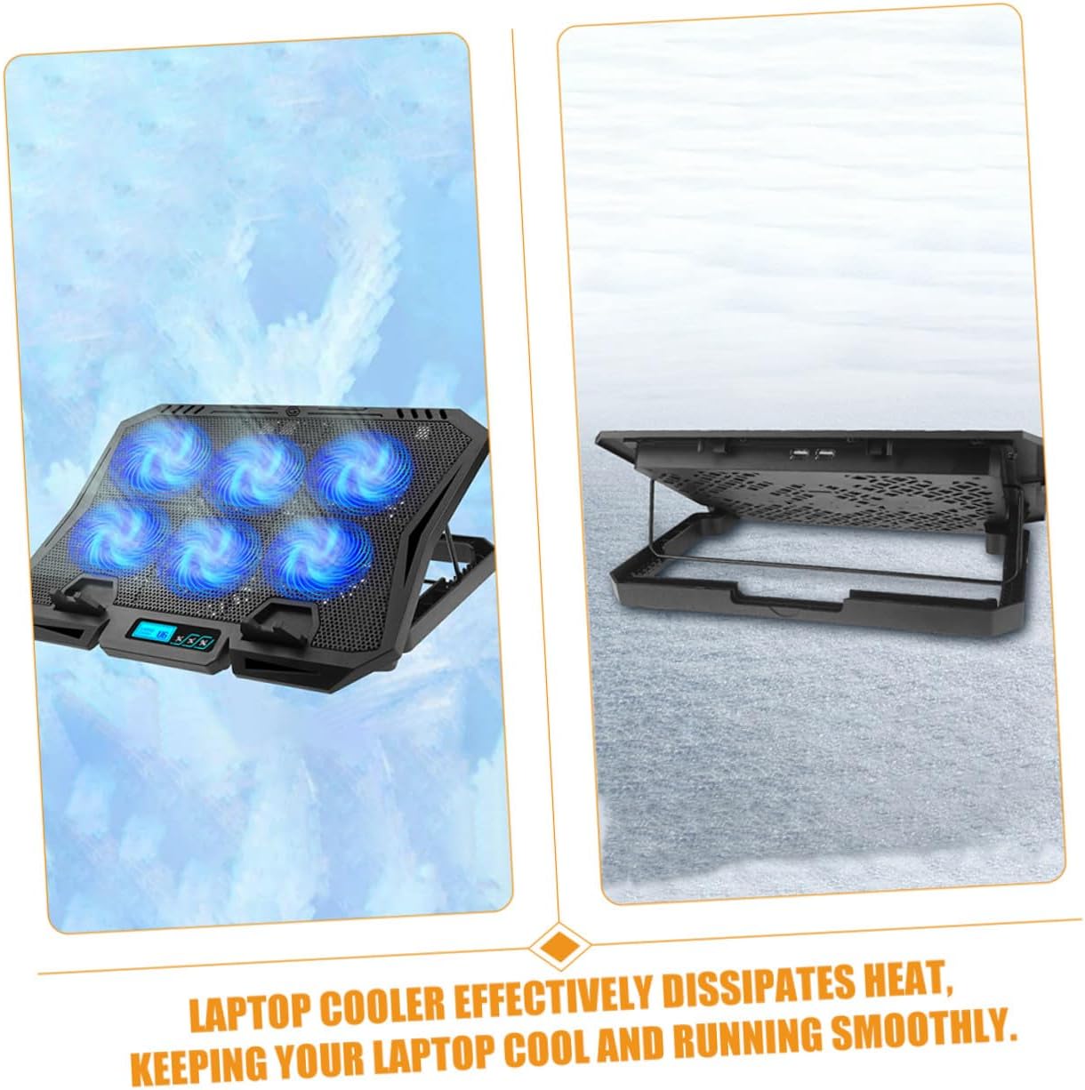 Laptop Cooling Pad 15.6-inch Quiet Fan Cooler with Adjustable Speed and Blue Led, Portable Laptop Stand Cooler for Gaming and Office Use