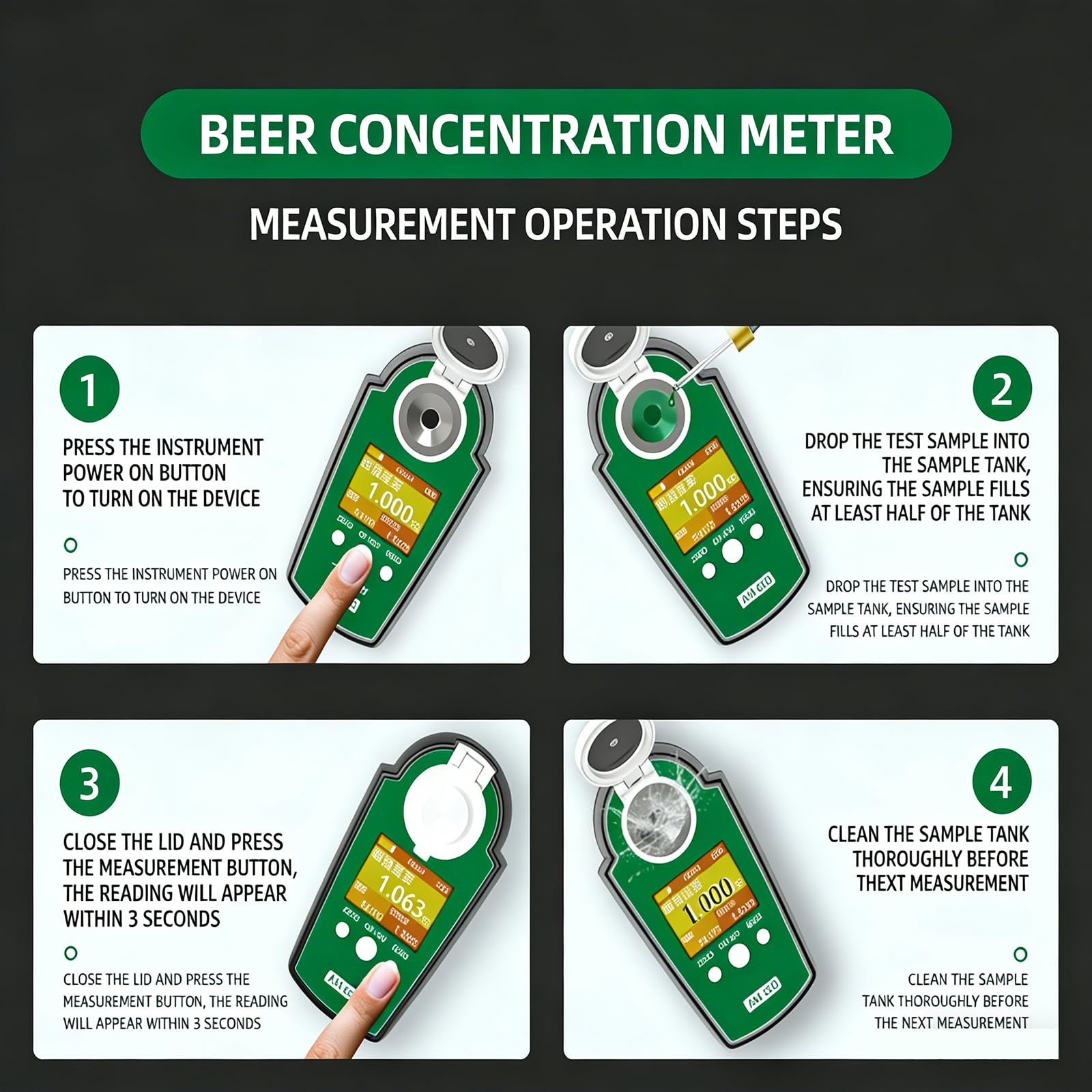 Refractómetro portátil de doble escala para elaboración de cerveza, mide Brix y gravedad específica con alta precisión