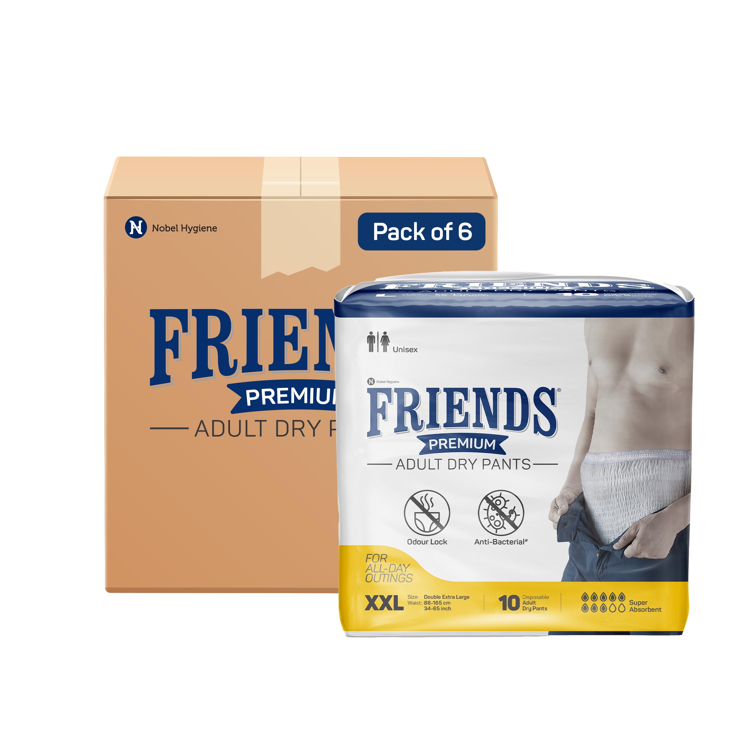 Friends Premium Adult Diapers Pant Style - 60 Count -XXL- with odour lock and Anti-Bacterial Absorbent Core- Waist Size 34-65 Inch ;86-165cm (B0DF7KVZZR) Amazon Price History, Amazon Price Tracker