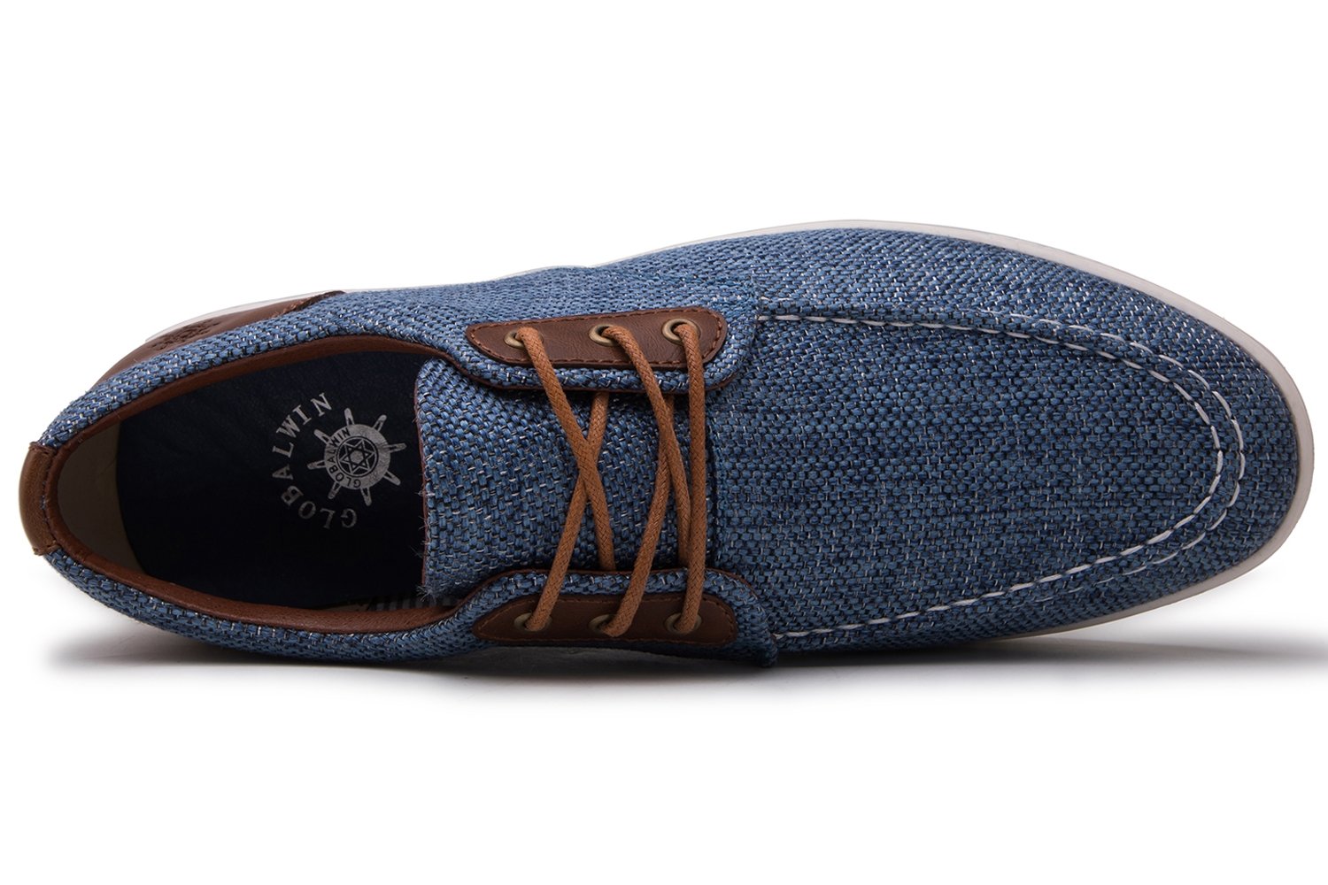 Globalwin Mens 1803 Blue Fashion Casual Loafers Lace Up Boat - Main Image