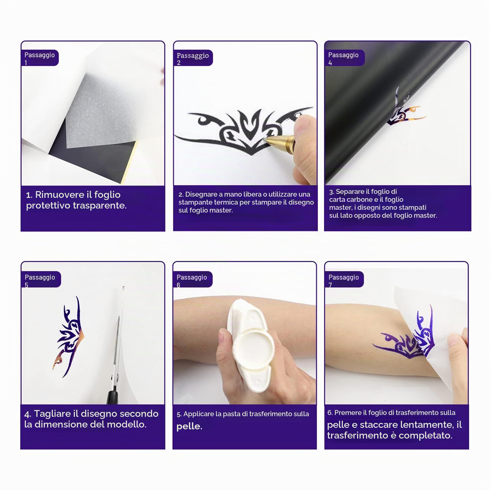 TATELF Carta da trasferimento per Tatuaggi, 120 Fogli di Stencil Tattoo per Tatuaggi, 4 Strati carta per tatuaggi termica per tatuaggi Carbon Tracing Paper