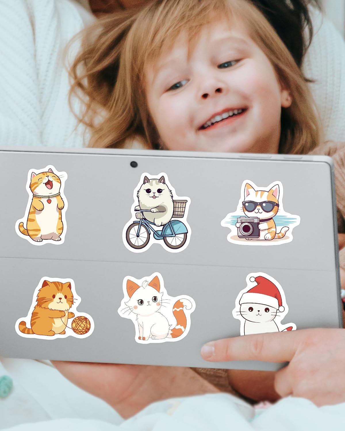 100 Pcs Cute Cat Stickers for Kids, Kawaii Cat Party Favors & Decorations, Gifts for Girls Boys Women Men, Waterproof Stickers for Water Bottle Laptop Scrapbook