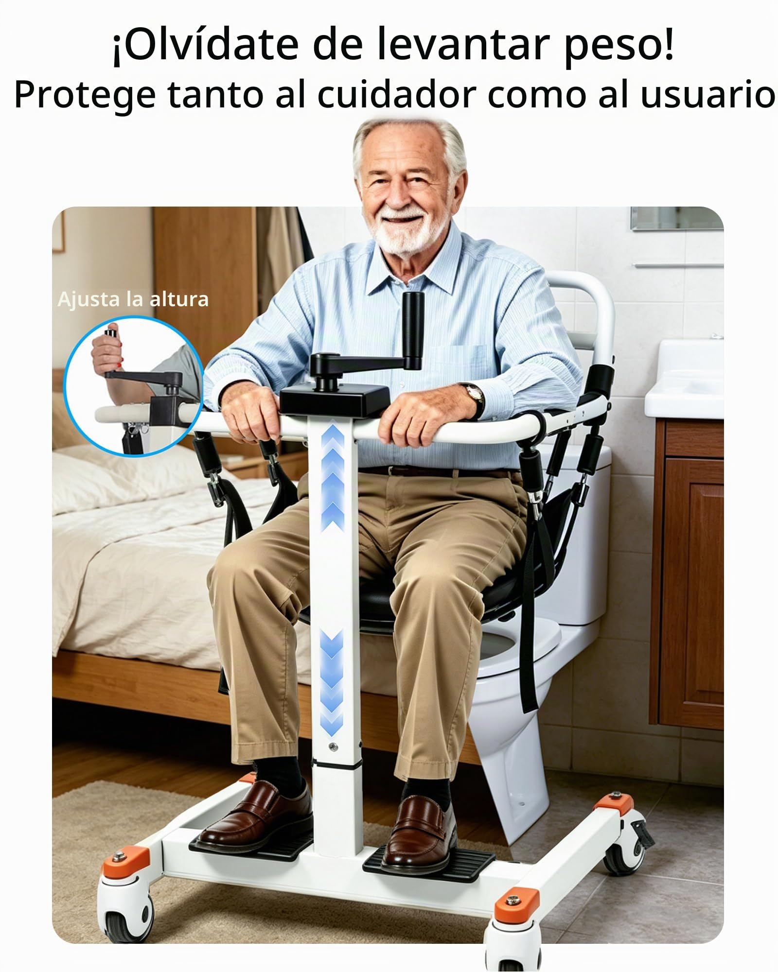 Silla de ruedas elevadora para pacientes, elevador de pacientes para el hogar, silla de ruedas elevadora para pacientes para el coche, ligera mesita de noche, baño, silla de ruedas, silla de ducha