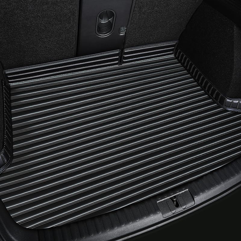 Car Leather Boot Liner Mat for VW T-Cross 2019 2020 2021 2022 2023, Cargo Tray Protector Liners Wear-Resistant Protector Pad Carpets Interior Accessories,A All Black