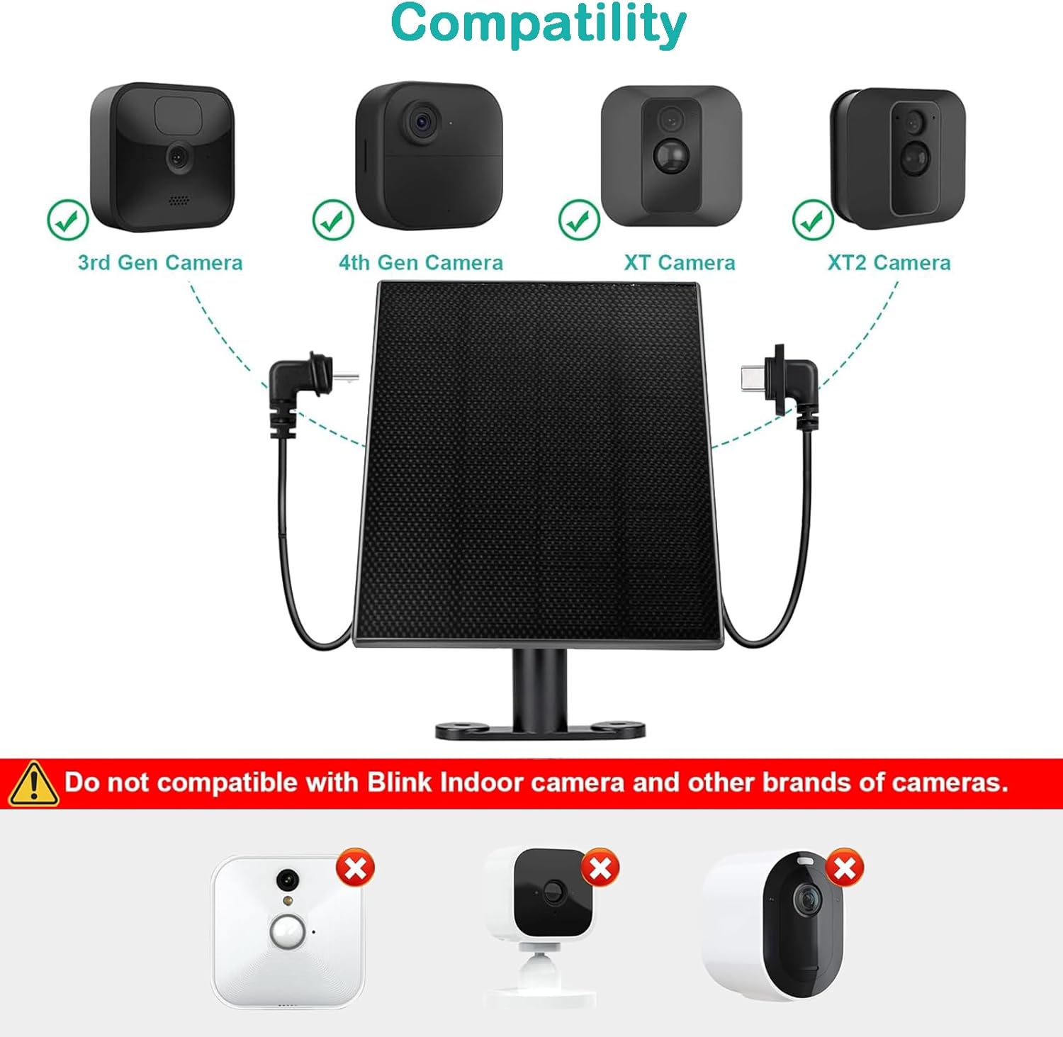 6W Solar Panel with 2000Ah Battery for Blink, Solar Charger with 360° Adjustable Mount 5.9in to 8.7in, 9.8ft Cable and Waterproof for Outdoor 4(4th Gen)/Outdoor/(3rd Gen) XT3 and XT/XT2 Camera