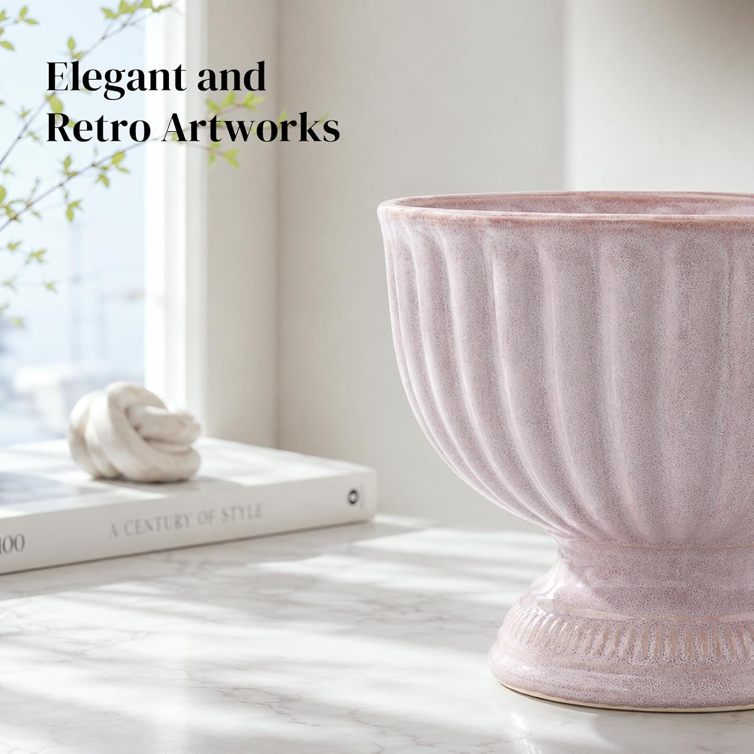DOWAN 8'' Purple Pedestal Decorative Bowl – Handcrafted Reactive Glaze Footed Ceramic Centerpiece Bowl for Entryway Keys & Dining Table, Aesthetic Housewarming Gift