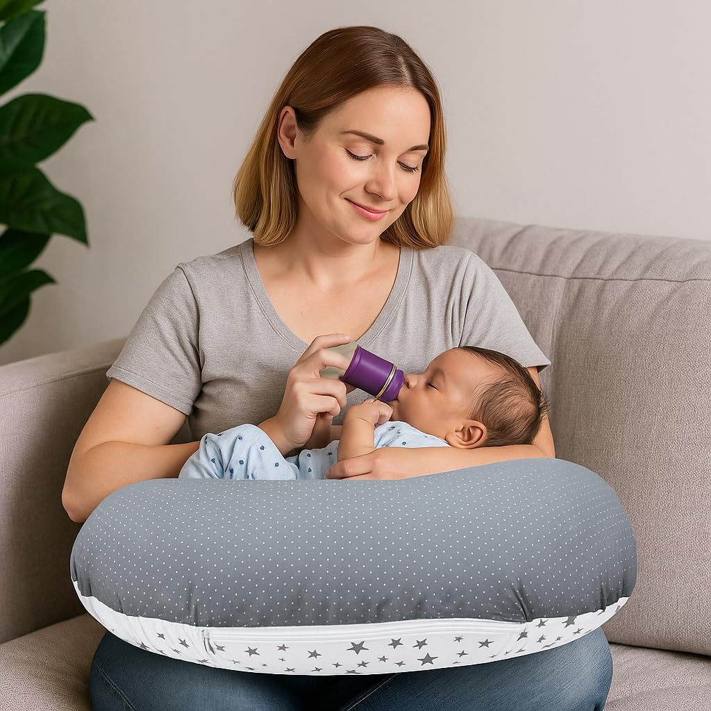 MOM & SON Multipurpose Baby Feeding Pillow | Nursing Support Pillow for Breastfeeding & Bottle Feeding | Maternity Feedingpillow | Newborn Essentials | Adjustable Strap Feeding Pillow (0-12 Months)-image-43