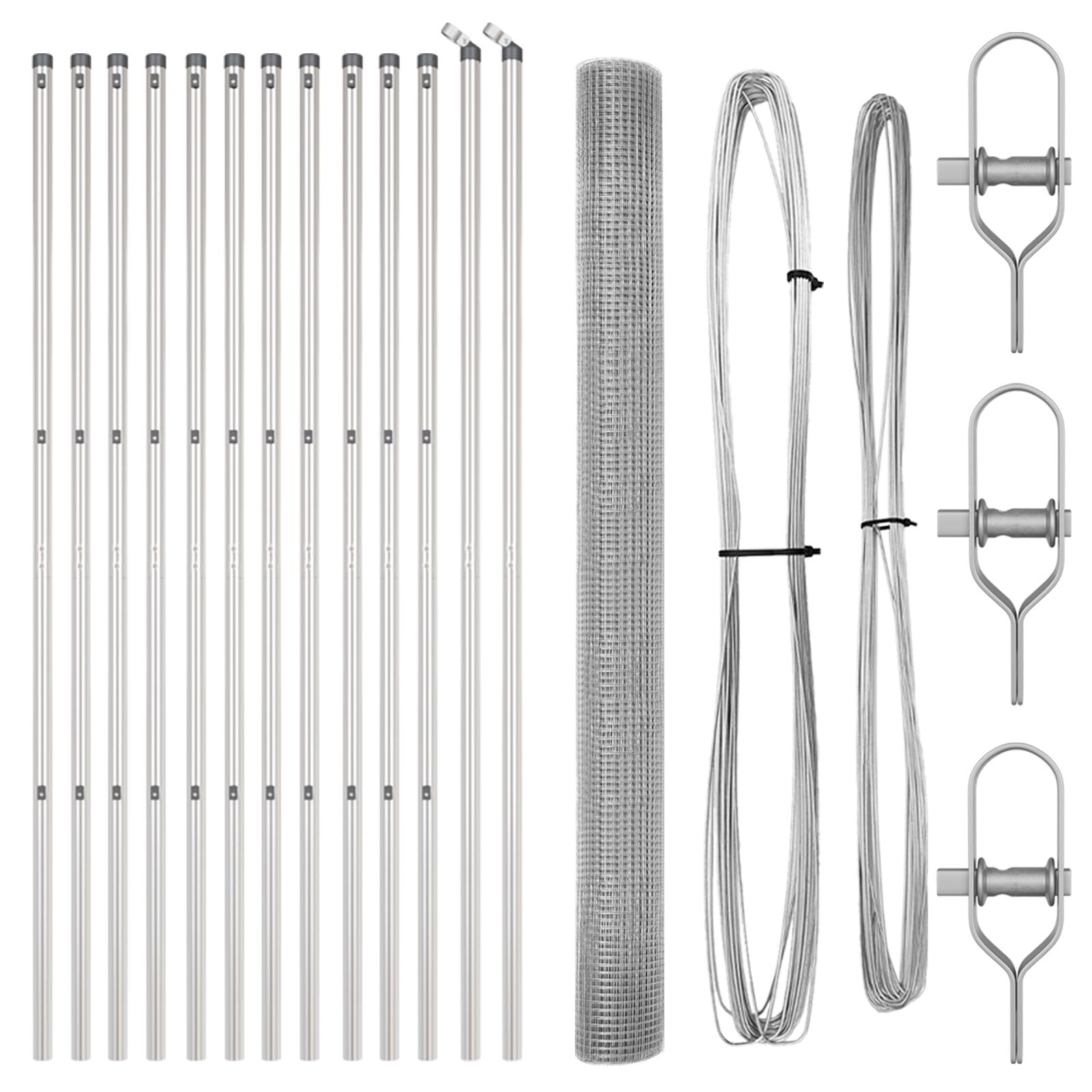 Vidaxl Welded Wire Fence Set With Posts 1.5 X 25 Galvanised Steel Durable For Outdoor Fence Solutions Metal Robust Solution Systems Living Garden Industrial Style Animal Enclosure Size 13