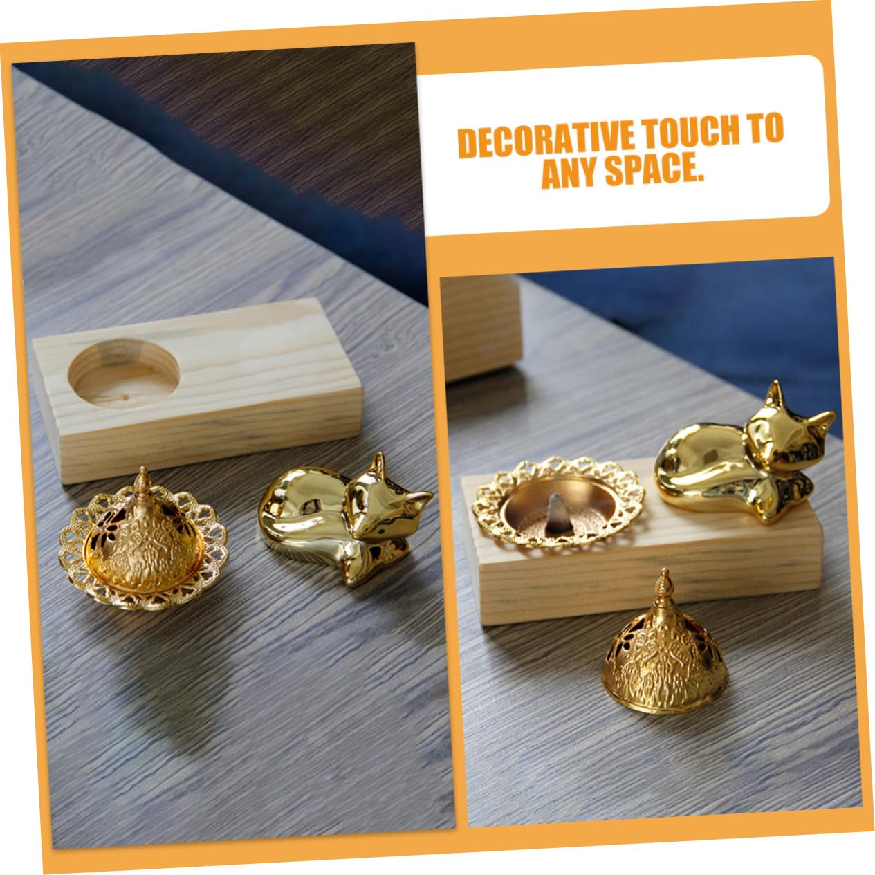 BESTYASH 4 Sätze Holz Metall Weihrauchbrenner Aromatherapie Censer für Zuhause Büro Yoga und Meditation Stabiler Räucherstäbchen Halter für Entspannende