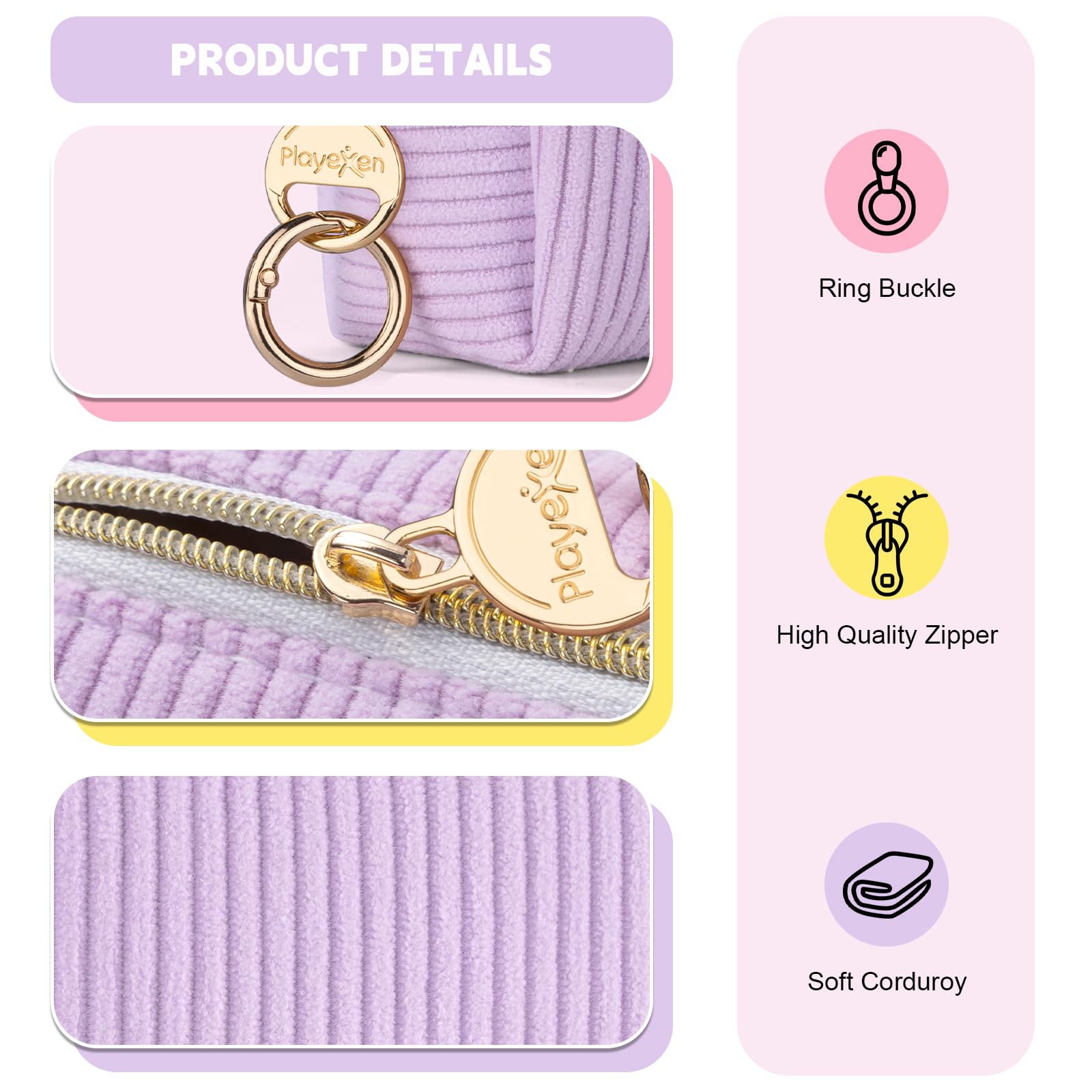 Mini Pochette Donna Trucchi Piccola Trousse da Borsetta Ragazza Beauty Case da Viaggio per Rossetti Organizer Borse da Cosmetic Portatile Portamonete in Velluto a Coste per Amica Compleanno(Viola-A)