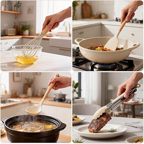 Miniatura 8 de Juego de utensilios de cocina de silicona, 12 piezas de utensilios de cocina para cocinar, antiadherentes a 446 F resistentes al calor, herramientas