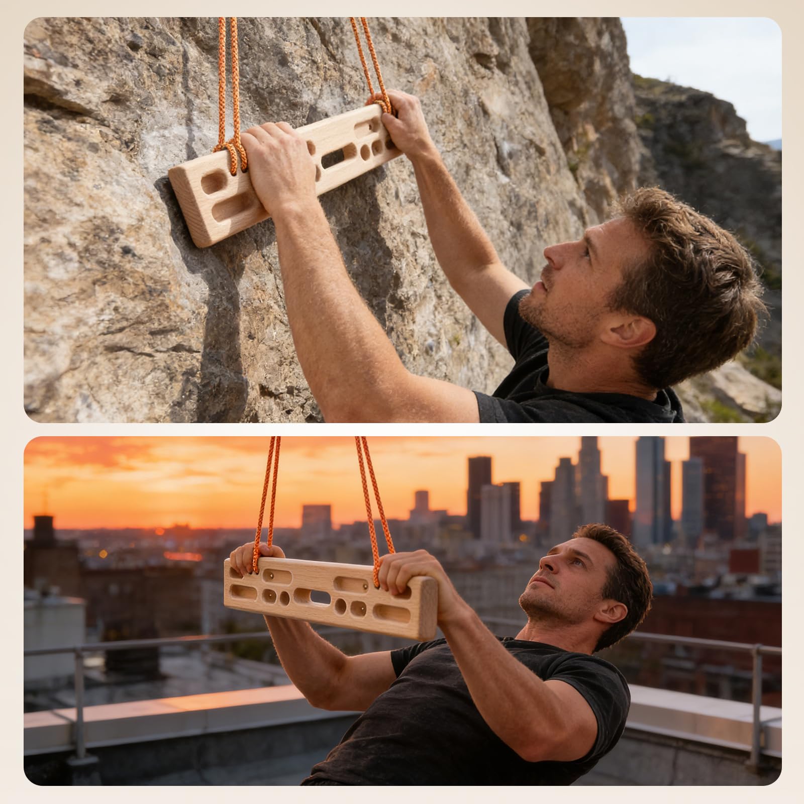 Hangboard für Kletterer,Tragbares Kletterhangboard, Fingerkraft Training, als Hangboard für Klettertraining Indoor und Outdoor für Einsteiger ins Klettertraining, Sportklettern & Bouldern