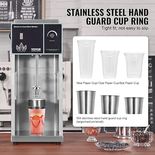 Miniatura 5 de VEVOR Máquina de mezcla de yogur congelado 400W, ajuste de velocidad continuo,Mezcladora de helado de batido de yogur 4200RPM