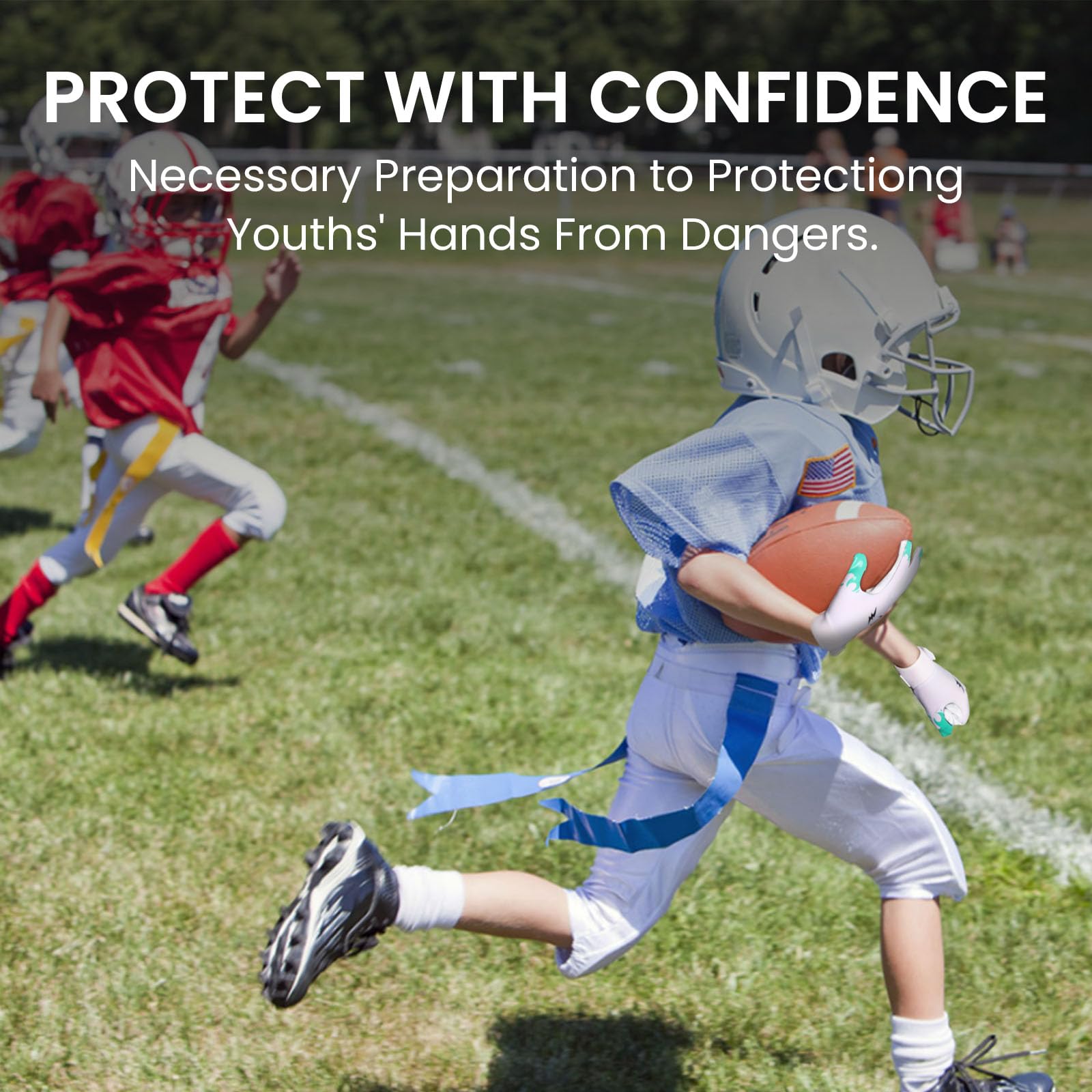 American Football Receiver Guanti per Youth Ragazzi Ragazze Guanti da portiere Antiscivolo Impact Palm Protection Outdoor Sport Impermeabile Guanti Fit Bambini