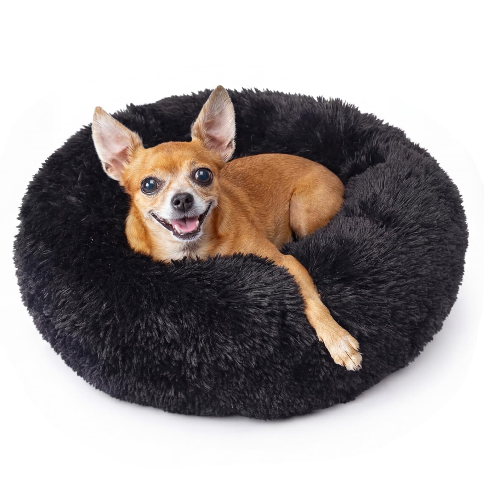 nononfish Small Dog Bed, Calming Dog Bed, Dog Kennel, Cat Beds for Indoor Cats, Dog Stuff for Camas para Perros, Puppy Bed, Fluffy and Plush Warming for Doggie, Anxiety and Calming, Black Colour Bed โ image 1