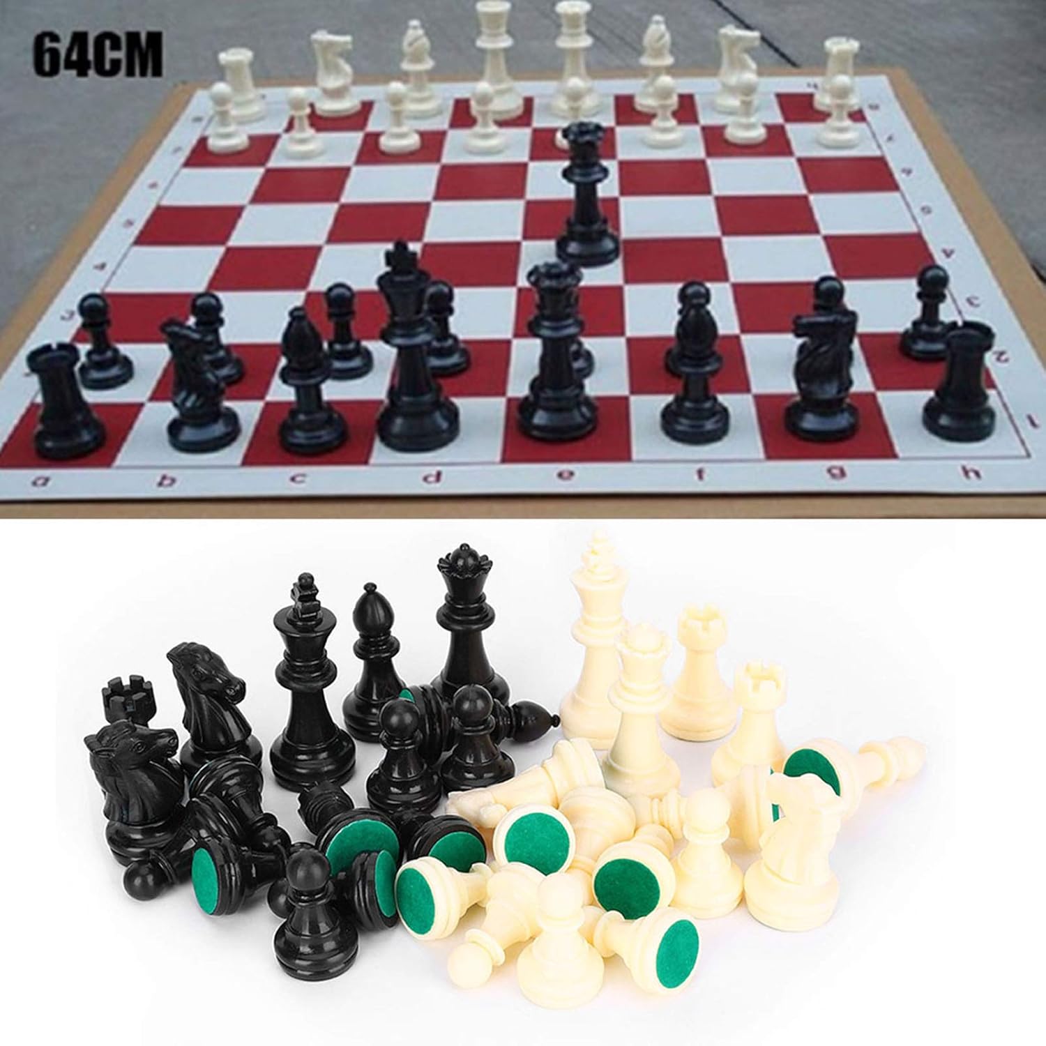 Dioche Plastic Chess Pieces Only, 32 Pieses Chess Pieces, International Chess Set Complete Chess Set for Chessboard, Replacement of Missing Pieces (M)