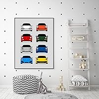 Vista 6 de Porsche 911 Generations Inspired Car Poster - Handmade Print of 901, G Series, 964, 993, 996, 997, 991, 992 - Multi, 24x36" Metallic Print