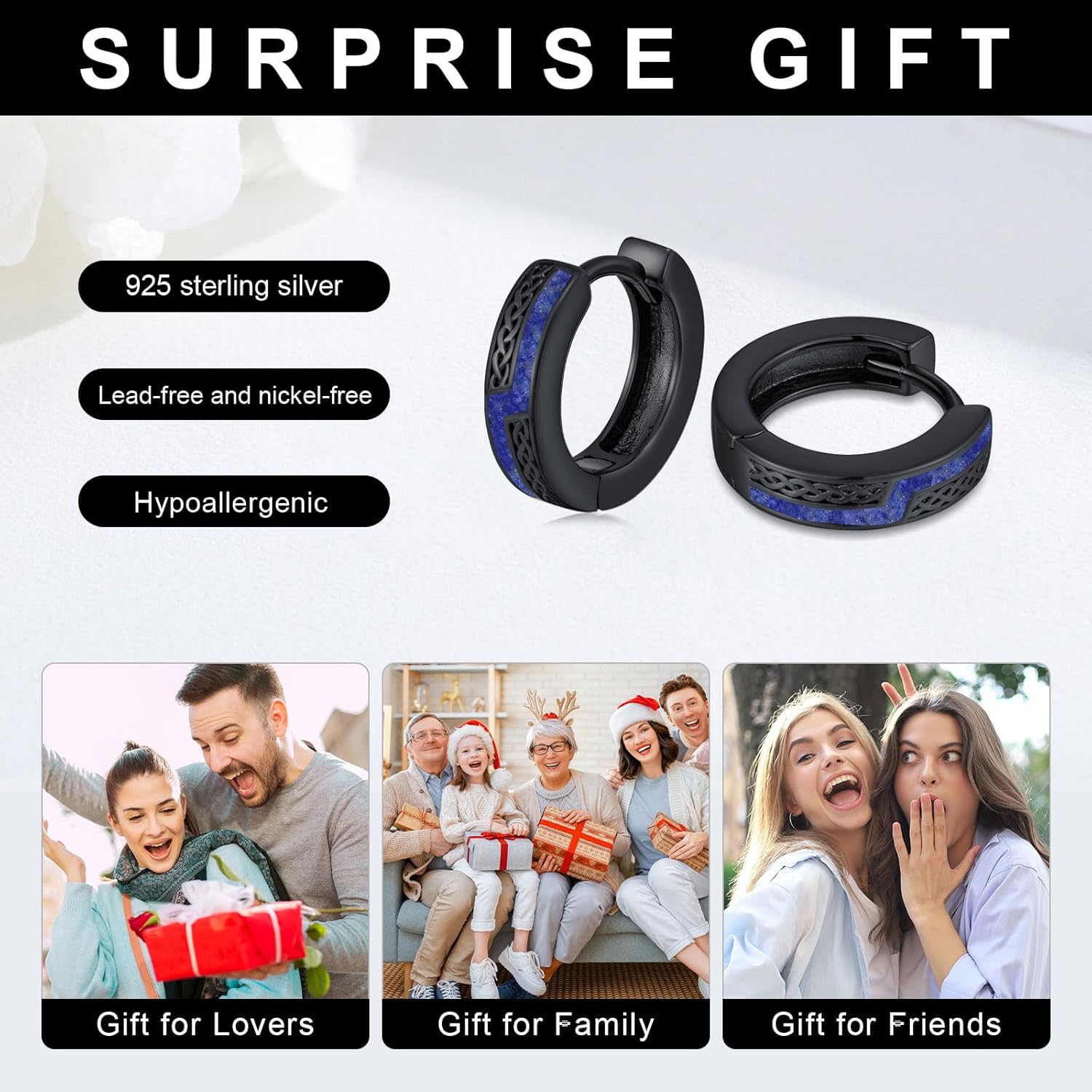 Hoop Earrings for Women Men 925 Sterling Silver Huggie Earrings Hypoallergenic Jewelry Gifts