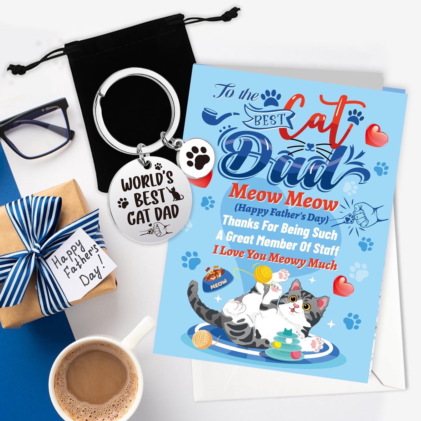 HOWAF Fathers Day Card from The Cat, Happy Father's Day Card Cat Dad Fathers Day Card - Image 4