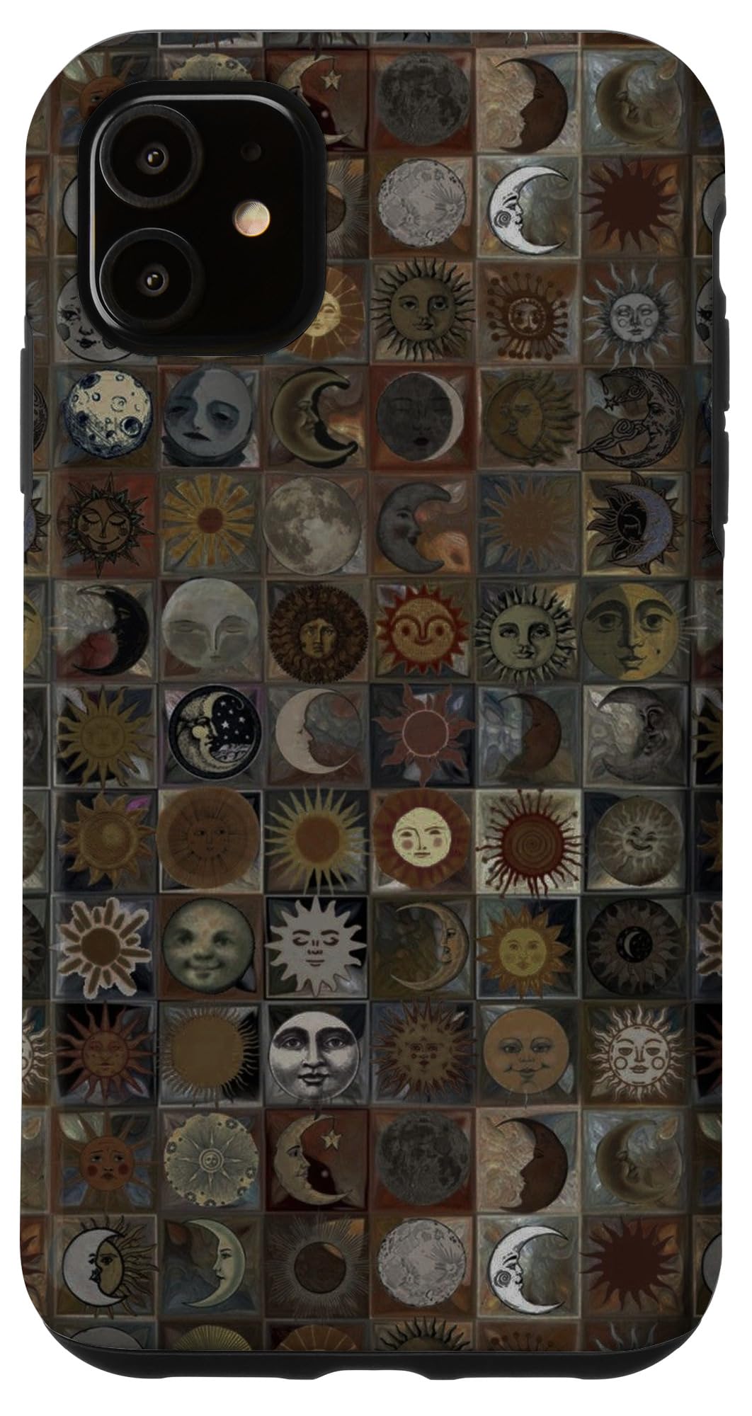 Celestial Mediterranean Sun Moon Mosaic Tiles Case for iPhone 11