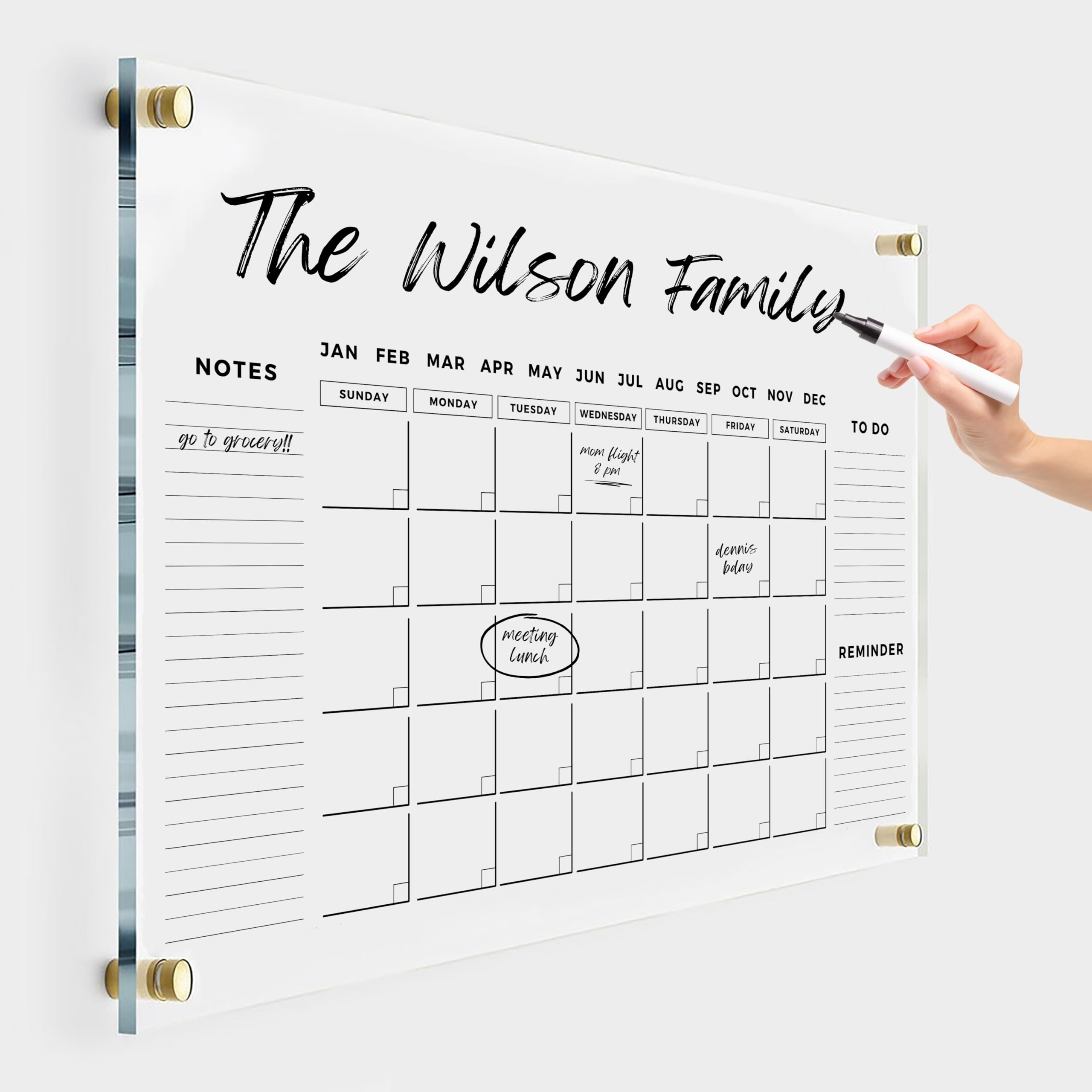 Premium Dry Erase Acrylic Wall Calendar Ultra-Clear - Customizable Wall Calendar 2024 Office Board Reusable Whiteboard Dry Erase Planner Family Calendar Calendar w Marker (40x28" (XLarge))
