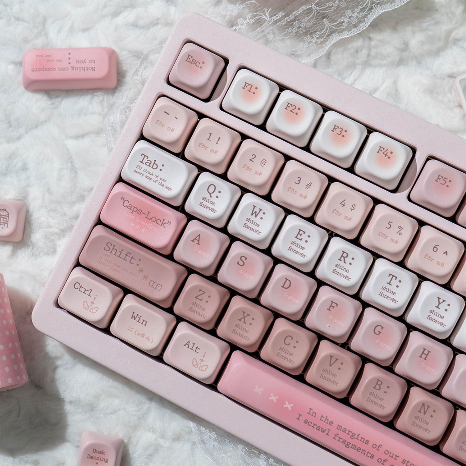 mintcaps PBT Keycaps 120 Keys MOA Profile Keycap Dye-Sublimation Pink Keycaps Set Custom Keycap for Cherry Gateron MX Swithes Mechanical Keyboards