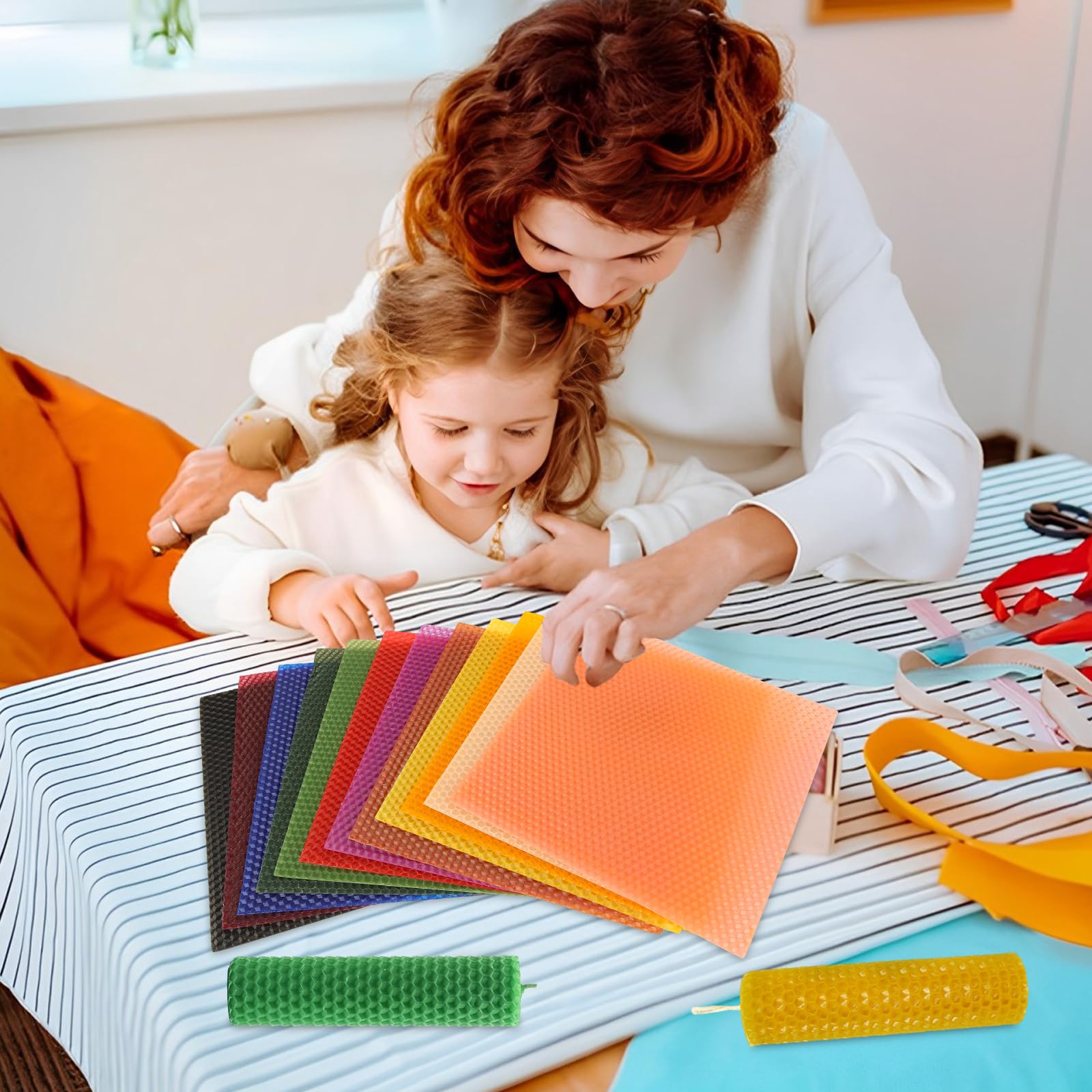 GBACHOOSE 24PCS Beeswax Candle Making Kit 8x8 Inch Beeswax Sheets for Candle Making, 12 Colorful Beeswax Sheets Create Your Own Unique Candles - Image 4