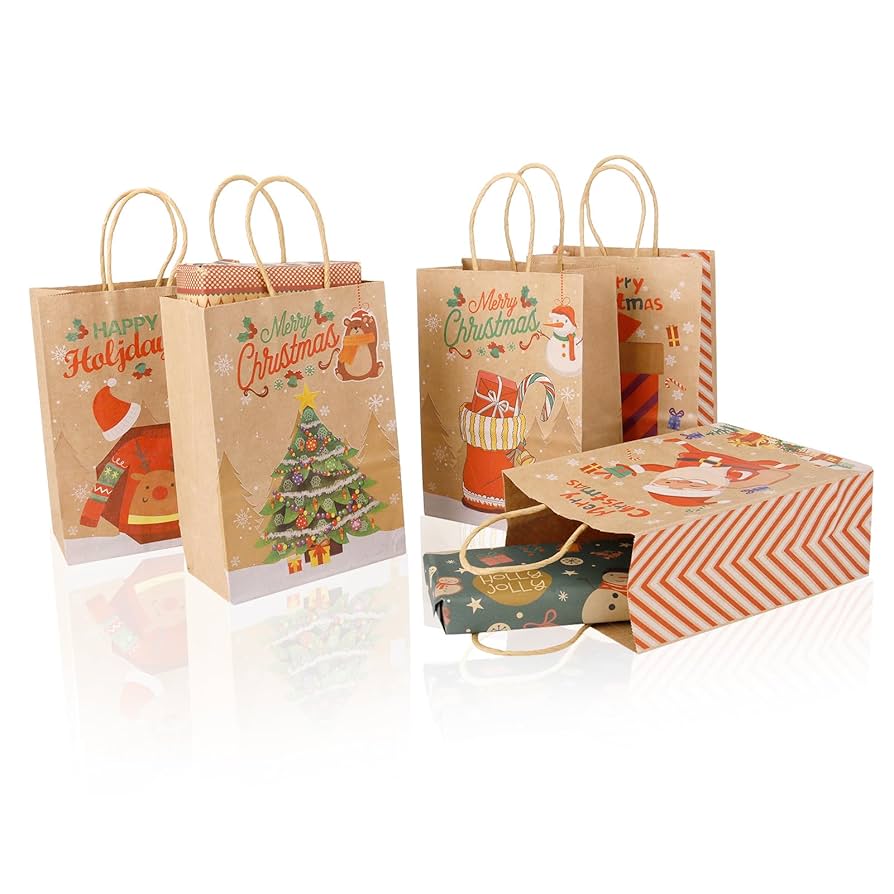 新品⭐️ クリスマスギフトバッグ　4個　持ち手付き紙袋　Sサイズ imgrc0077417369.gif