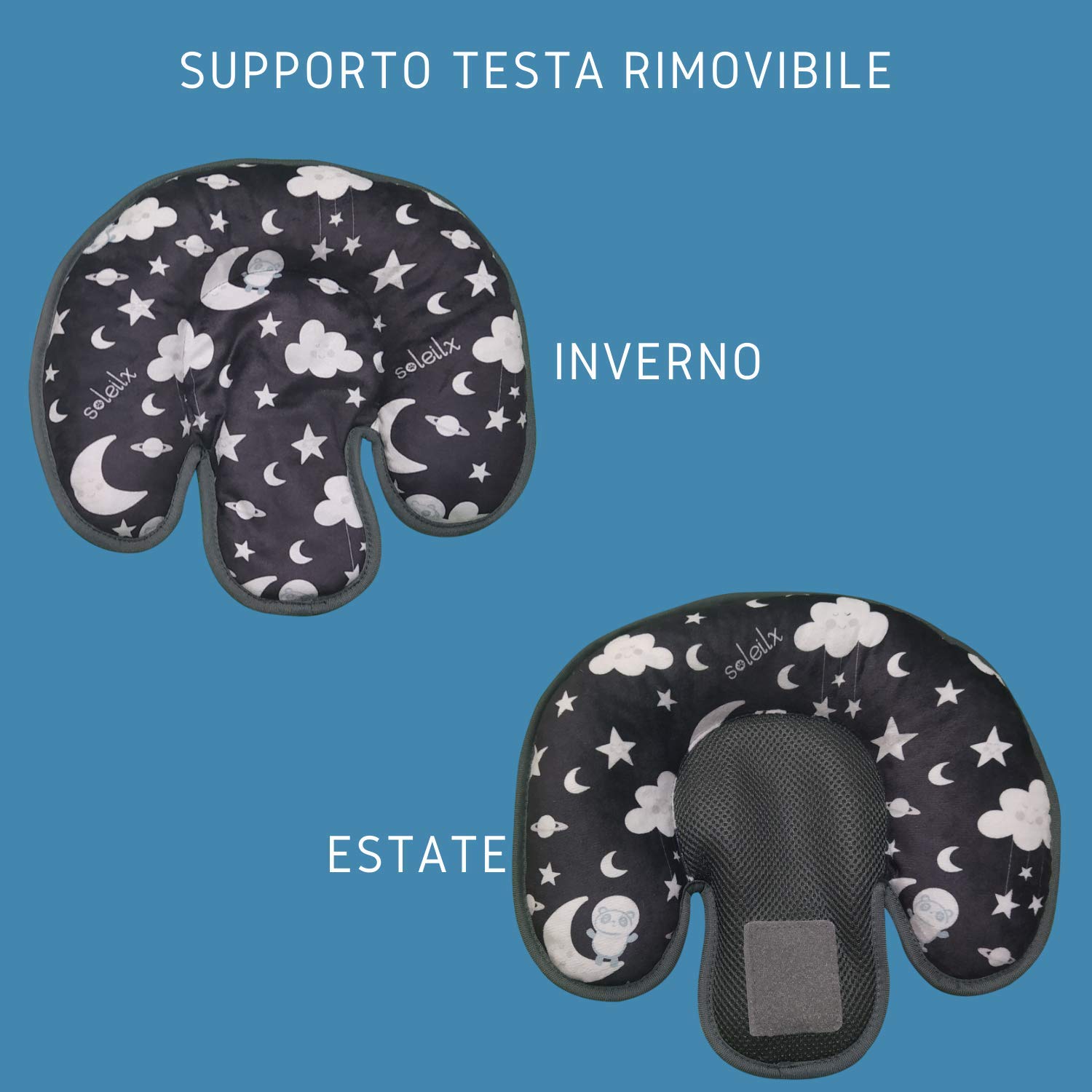 Riduttore Passeggino Universale Design con Panda nello Spazio ideale come Riduttore Culla o per Ovetto Neonato adatto per Cuscino Seggiolino Auto Traspirante Antisudore Estate Inverno