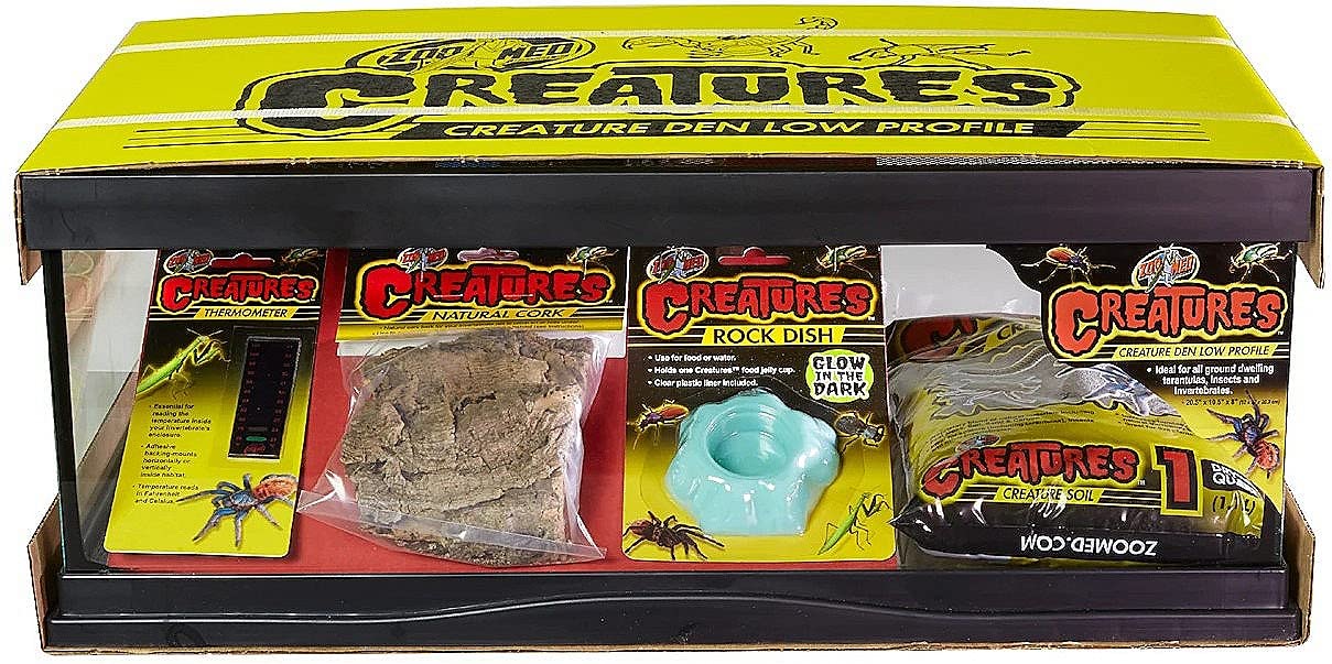 Zoo Med Creatures Habitat Kit - teca terrario in Vetro per Insetti, aracnidi e Piccoli rettili, Kit principiante Tutto Incluso con terricio e Accessori, 52x27x20 cm