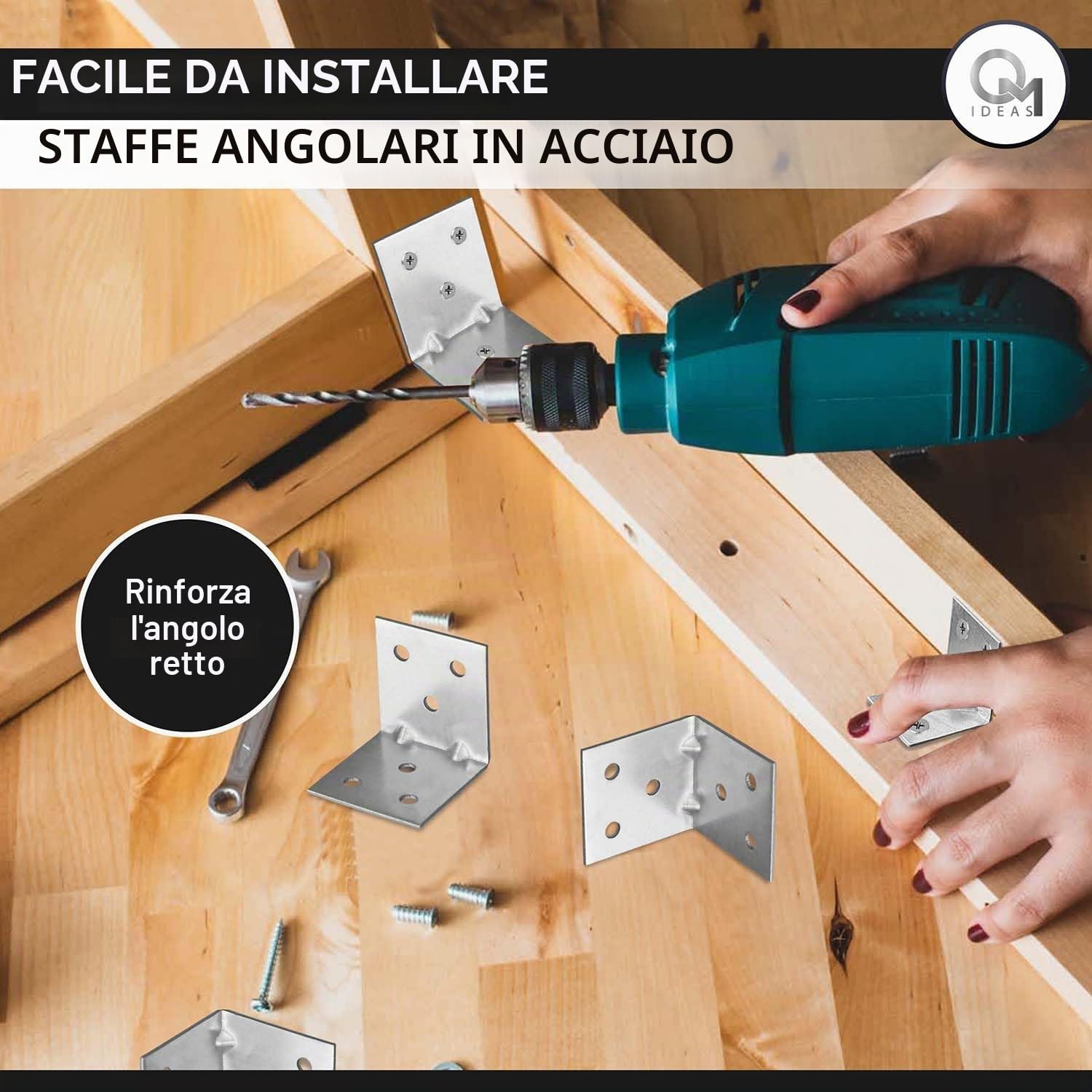 Staffe Angolari 40x40x40 Squadretta Giunzione Connettore Fissaggio Mobili Legno Zincato Argento