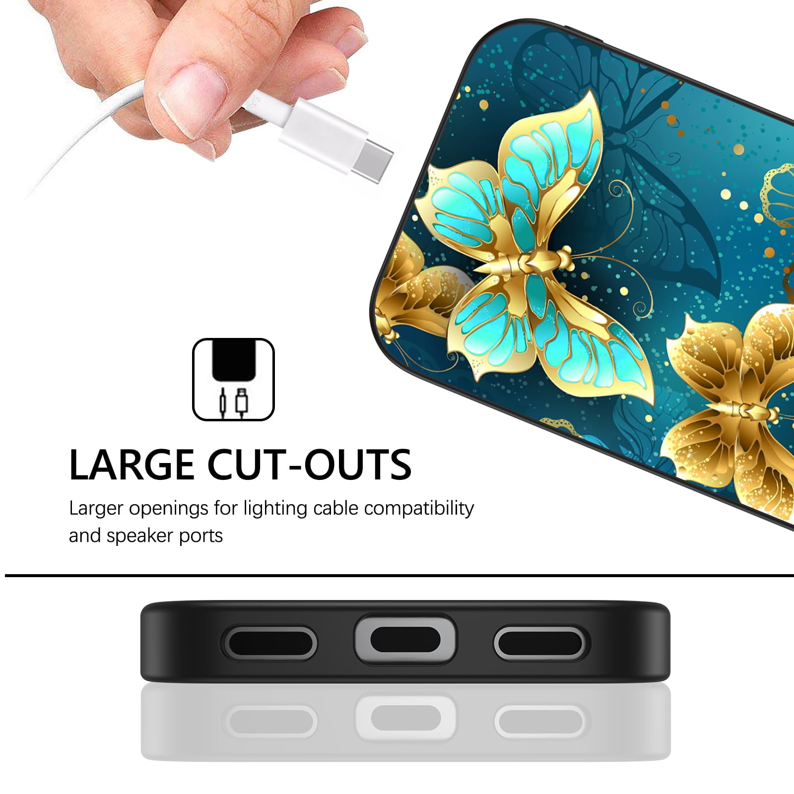 BENTOBEN IPhone 14 Pro Case, Cute Butterfly Pattern Magnetic Case Compatible With MagSafe Translucent Matte Thin Cover For Women Girls 6.1 Inch Black - View #4